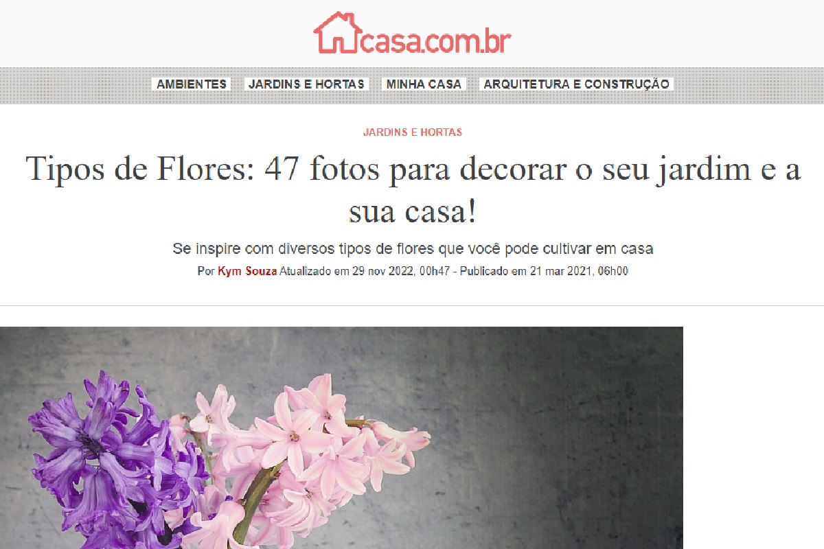 Reportagem da Abril sobre flores (Foto: Reprodução Portal Abril)