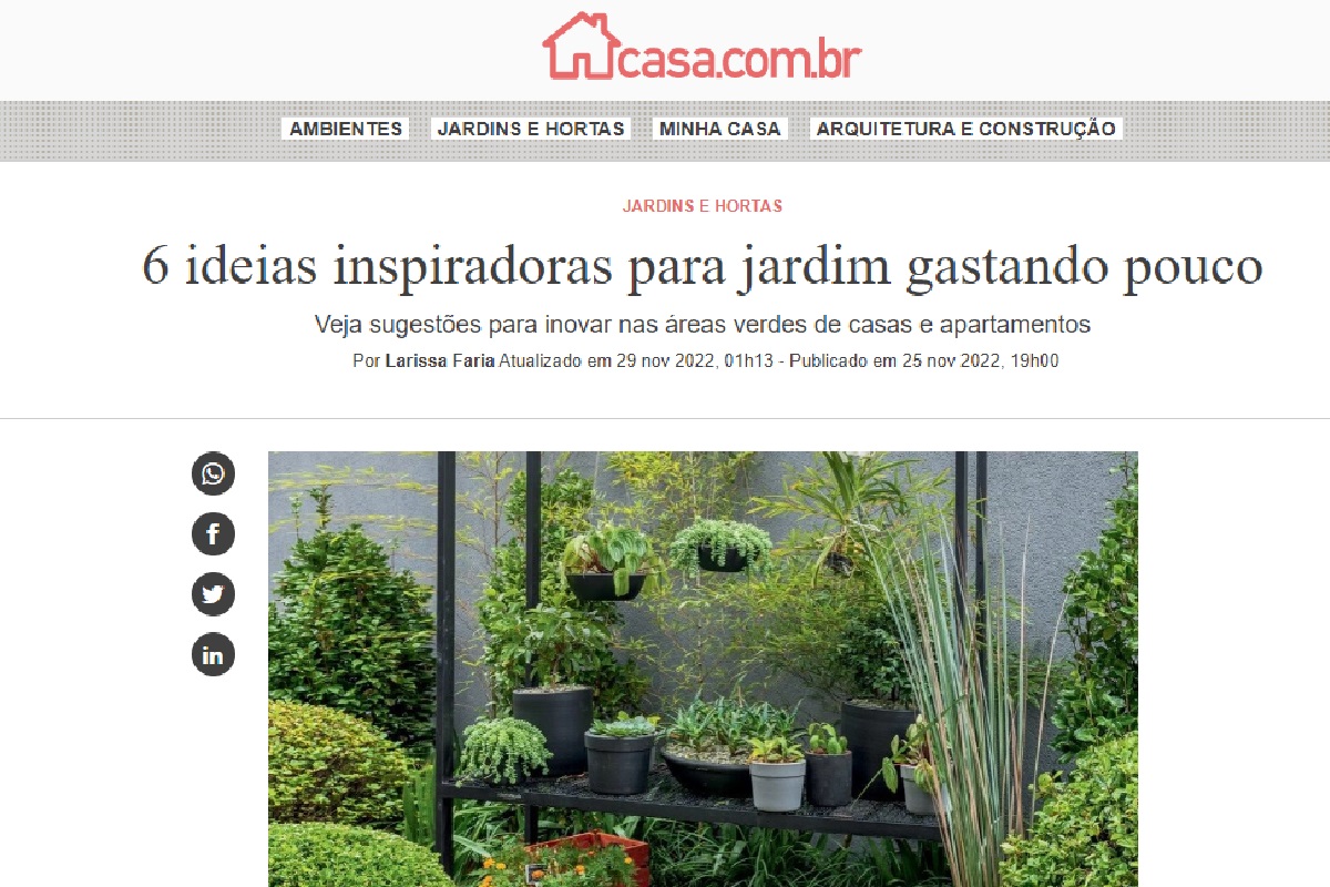 Reportagem sobre jardim acessível e economico (Foto: Reprodução Portal Abril)