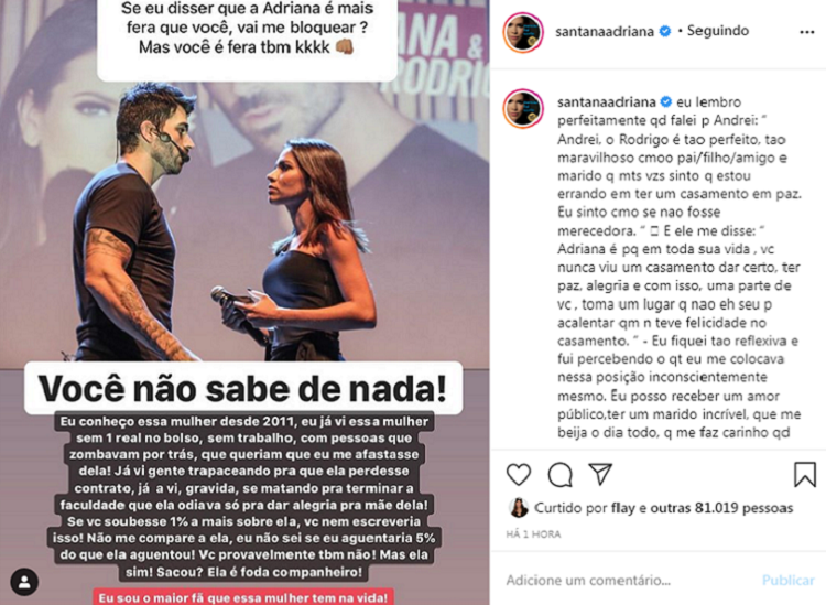 Adriana Santanna e Rodrigão / Reprodução instagram