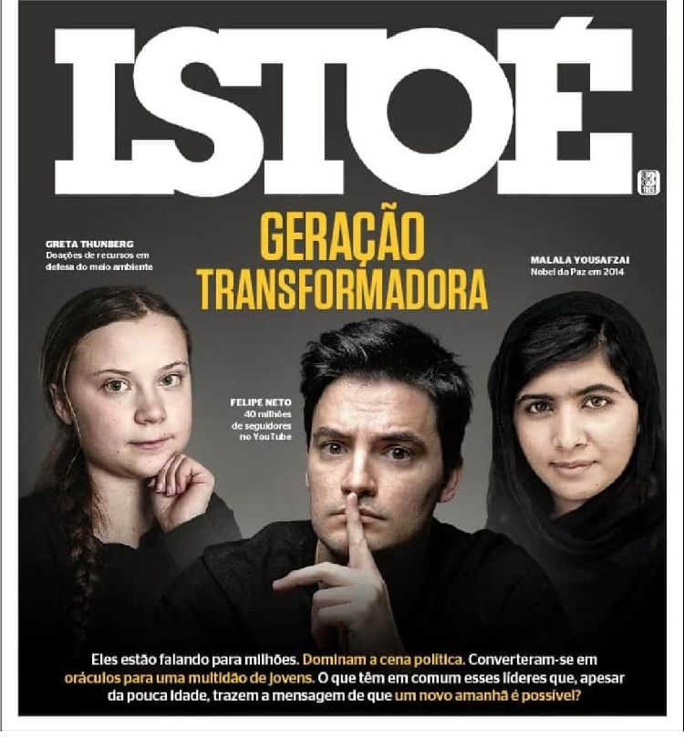 Felipe Neto na capa da Revista Istoé/ Reprodução twitter