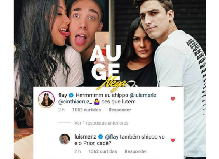 Imagem: Comentário da ex-BBB Flayslane sobre o suposto casal de influenciadores digitais Cinthia Cruz e Luis Mariz e a resposta de Luis envolvendo o também ex-BBB Felipe Prior (Reprodução/Instagram)