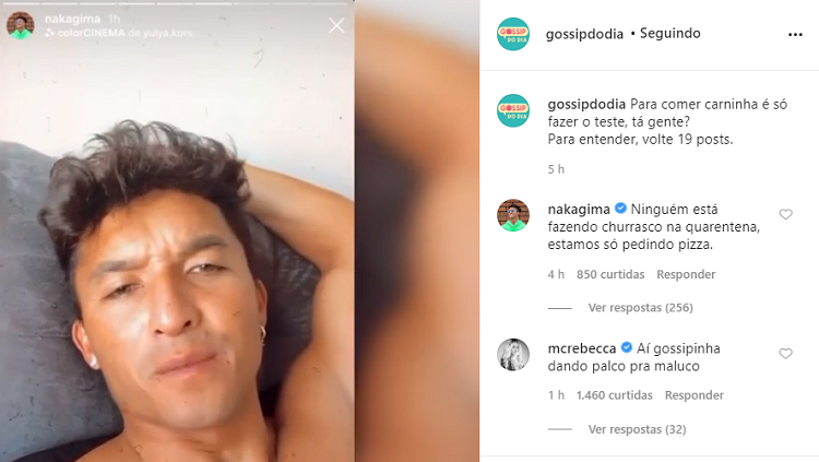 Imagem: Comentário da MC Rebecca sobre os stories de Flávio Nakagima se justificando (Reprodução/Instagram)