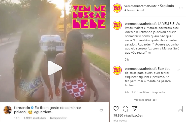 Fernando Zor comenta em vídeo onde aparecem Maiara e Maraisa (Foto: Reprodução/Instagram)