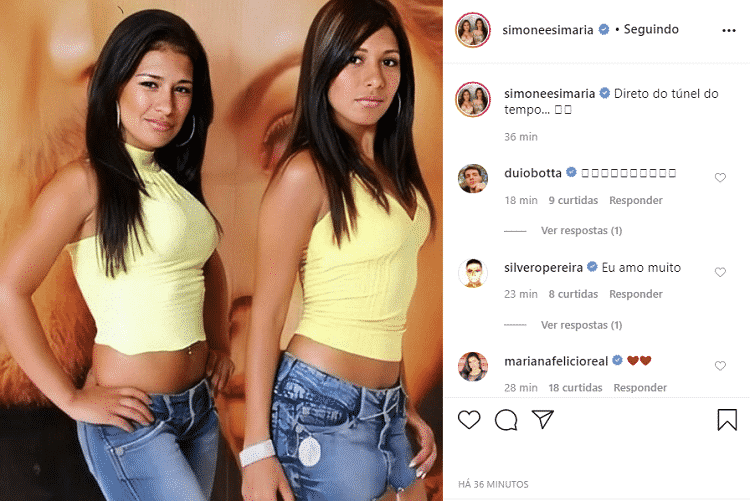 Imagem: Postagem de recordação da dupla Simone e Simaria (Reprodução/Instagram)