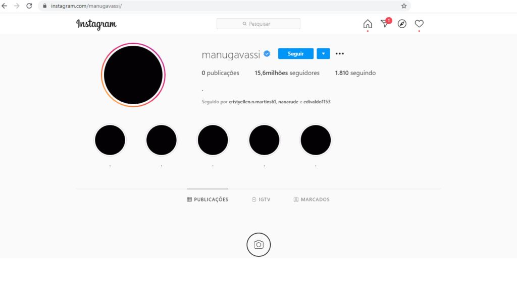 Conta do Instagram Desativada da Manu Gavassi