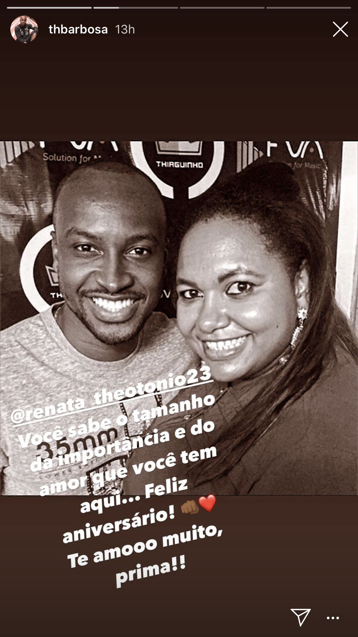 Thiaguinho faz homenagem à prima no aniversário dela (Foto: Reprodução/Instagram)