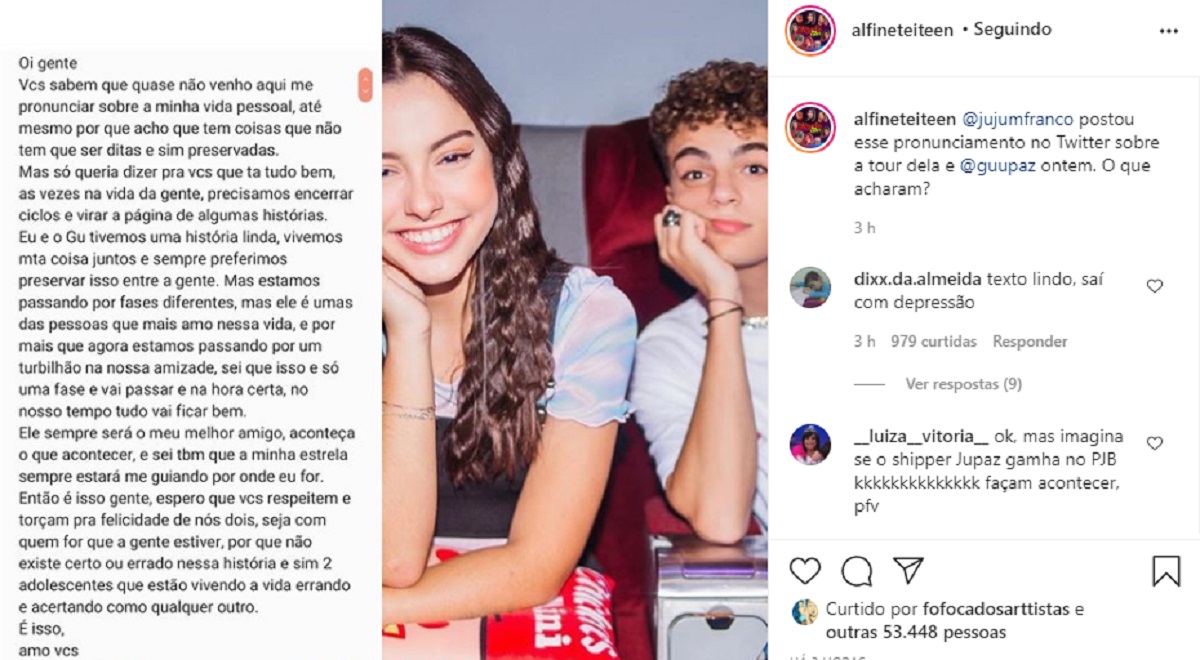 Juju Franco e Gustavo Paz / Reprodução instagram