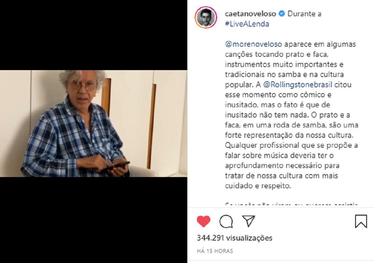 Caetano Veloso / Reprodução instagram
