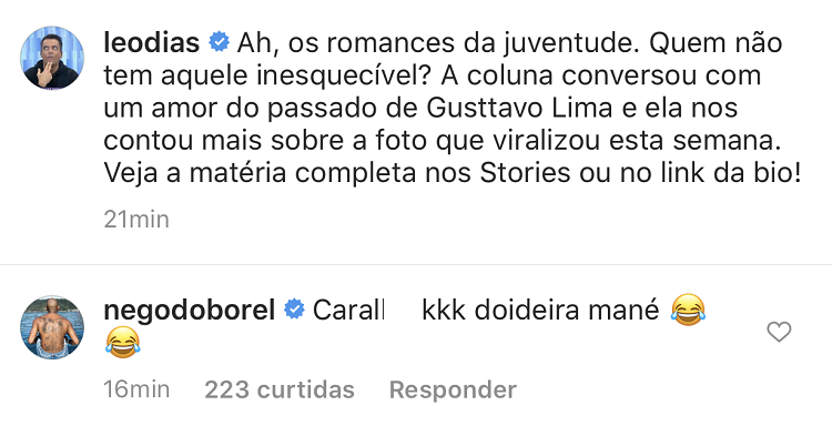 Nego do Borel comenta publicação de Leo Dias e acaba sendo ''cancelado'' novamente pelos usuários da web (Foto: Reprodução/Instagram)