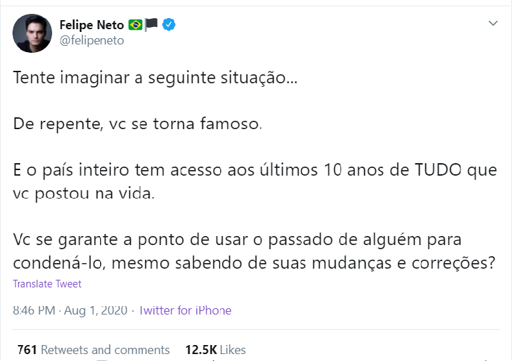 Felipe Neto/ Reprodução do Twitter