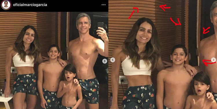 Márcio Garcia é pego usando photoshop em foto com família (Foto: Reprodução/Instagram)