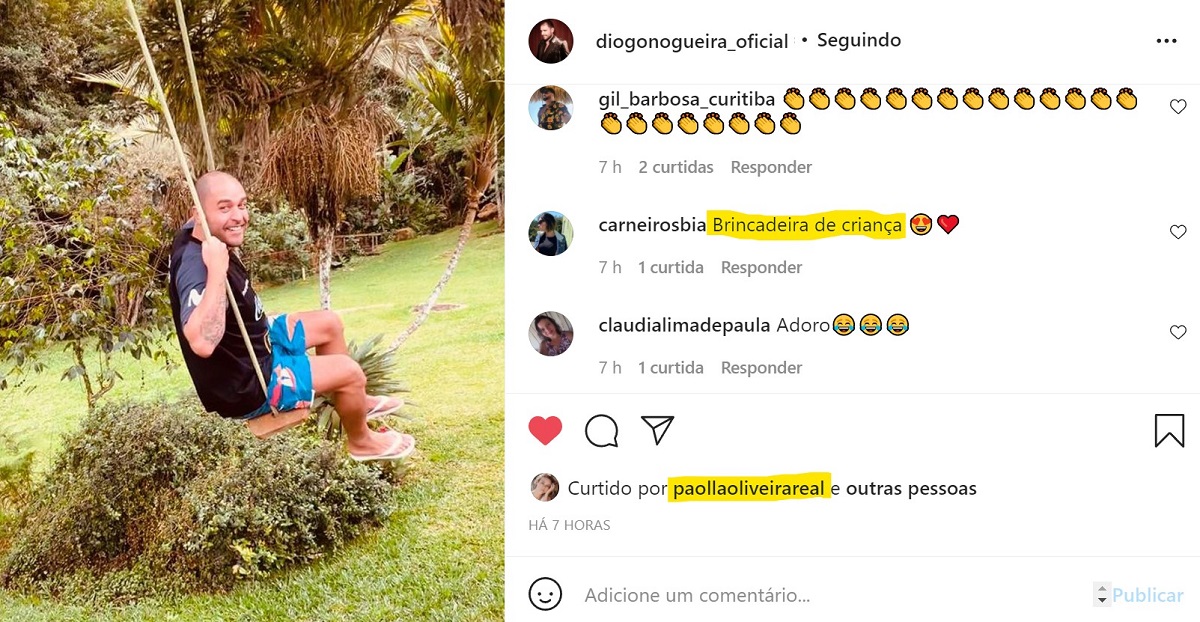 Diogo Nogueira - Paola Oliveira Curtindo Post - reprodução do Instagram
