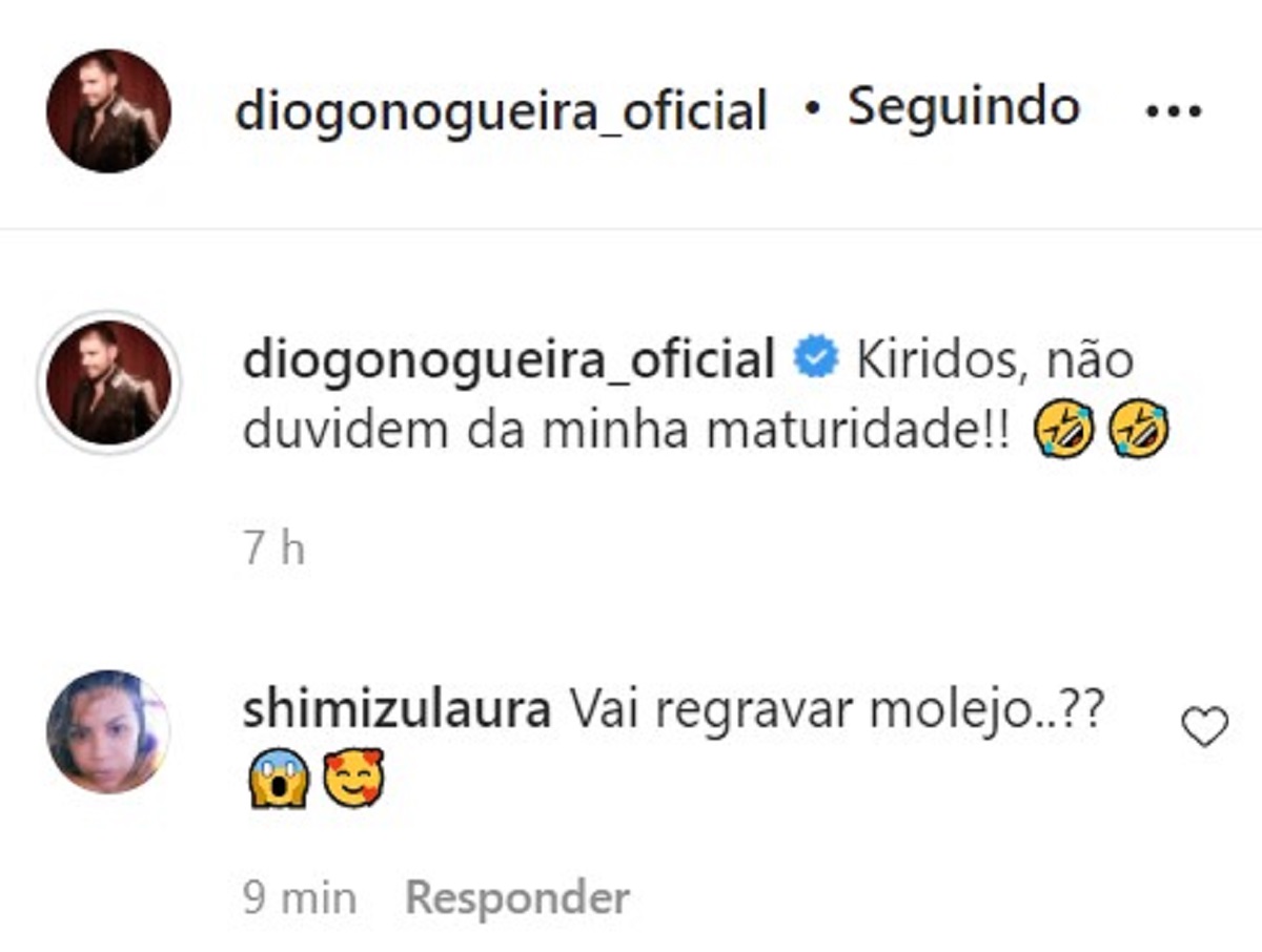 Diogo Nogueira - comentário do Instagram - Molejo - reprodução do Instagram