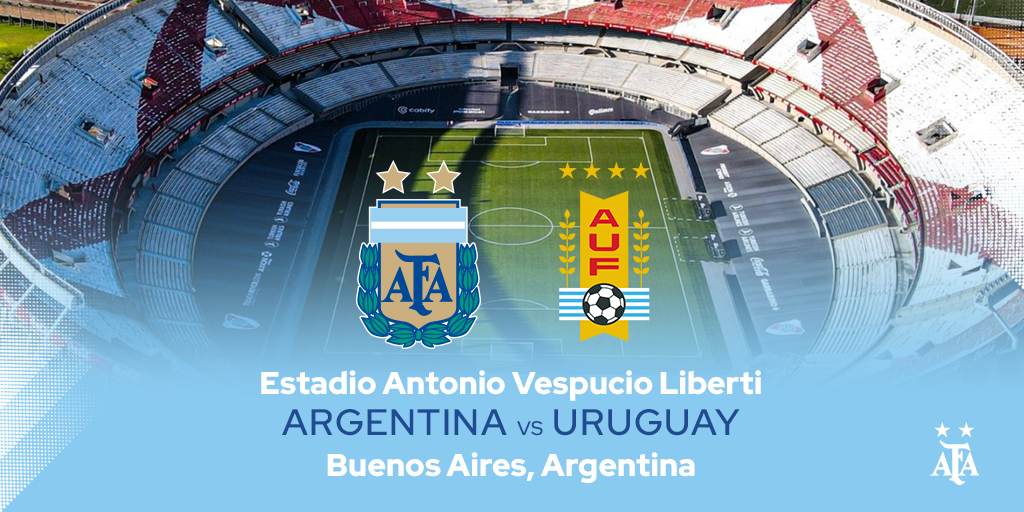 Argentina x Uruguai: onde assistir ao vivo e escalações do jogo das Eliminatórias da Copa do Mundo / Crédito de Imagem: Twitter