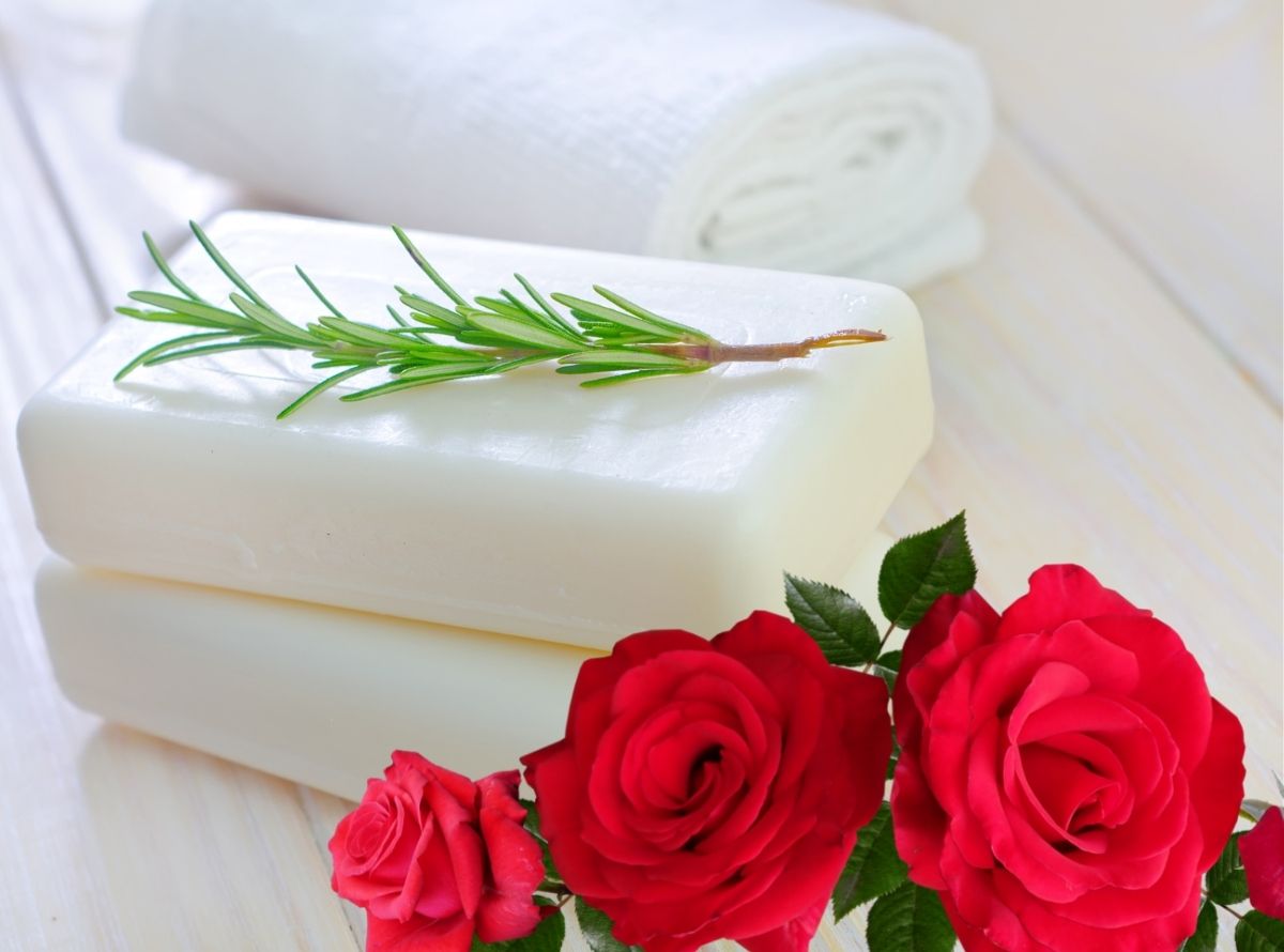 sabonete facial caseiro de leite de rosas e maisena - Imagem Ilustração
