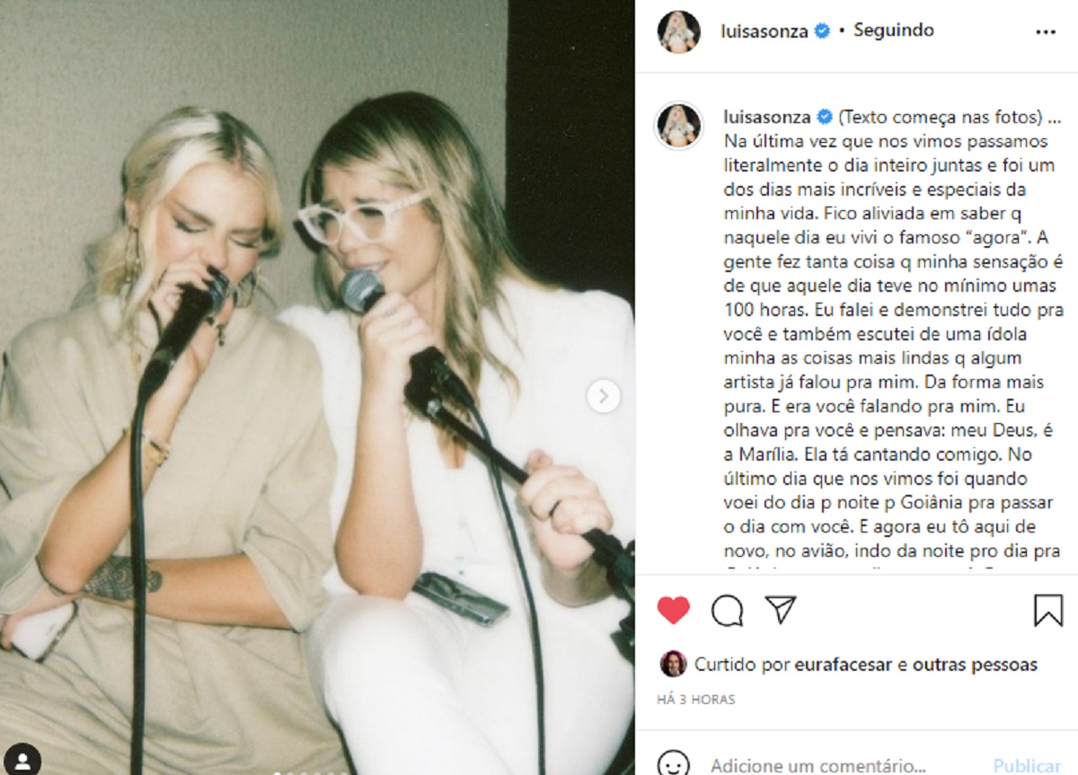 Luísa Sonza homenageia Marília Mendonça (Foto: Instagram)