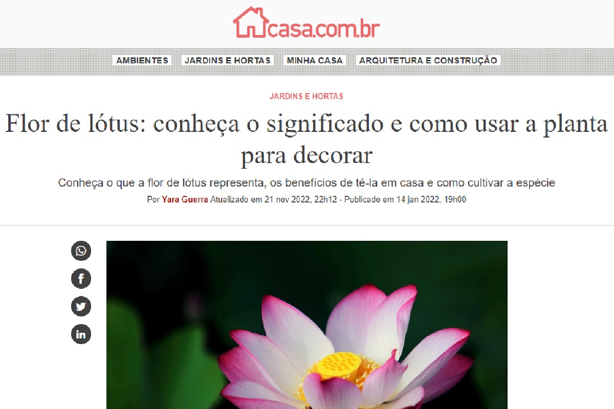 Reportagem sobre Flor de Lótus (Foto: Reprodução Abril)