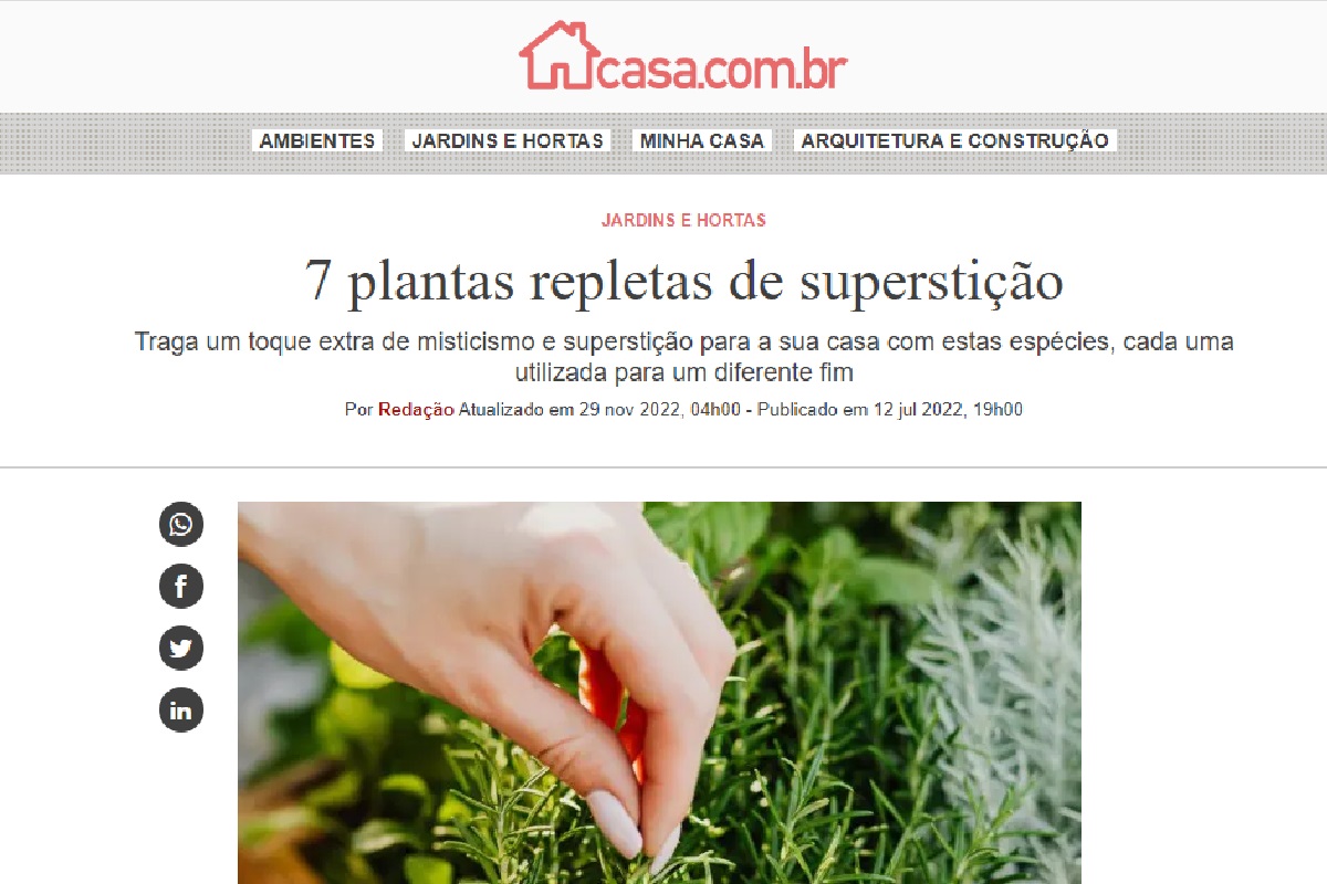 Reportagem sobre plantas e superstição (Foto: Reprodução Portal Abril)