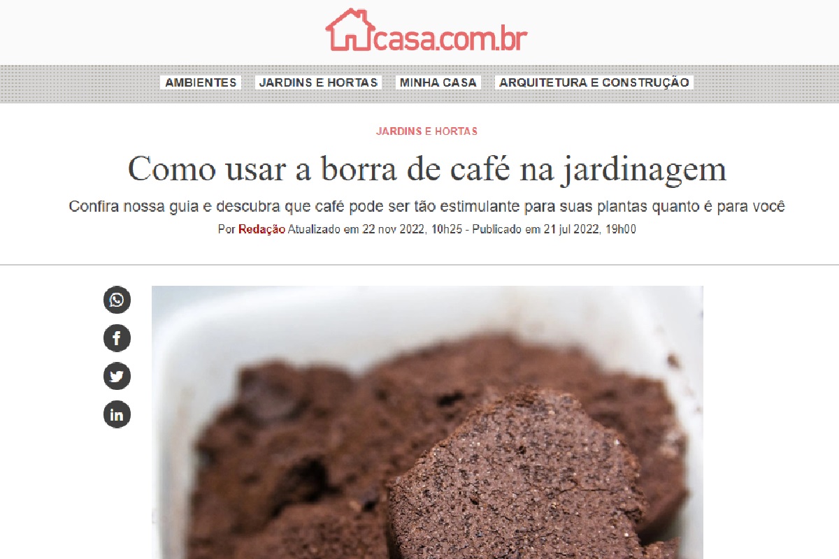 Reportagem sobre borra de café (Foto: Reprodução Portal Abril)