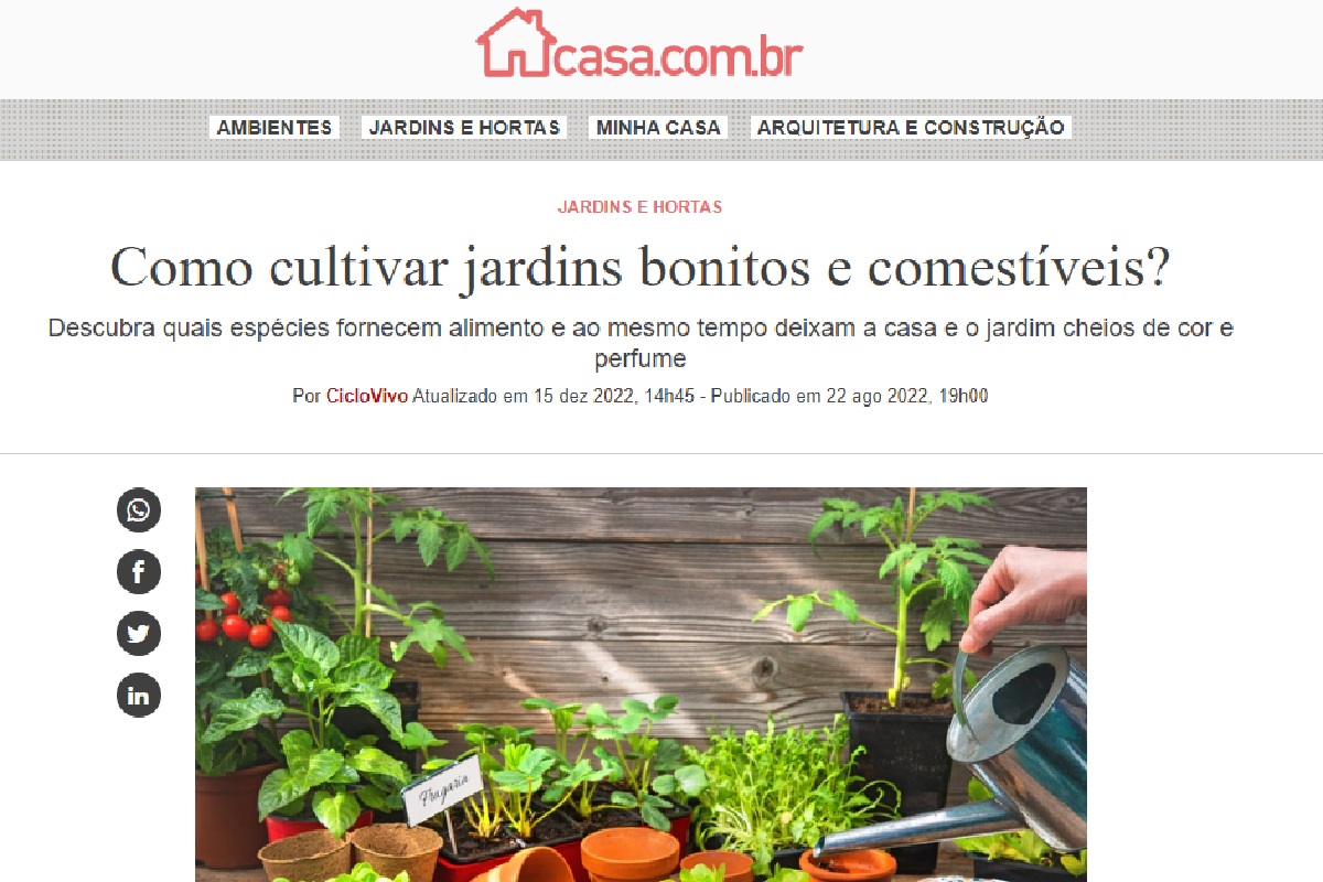 Reportagem sobre jardins comestíveis (Foto: Reprodução Portal Abril)